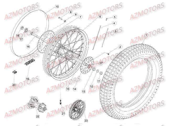 Roue Arriere AZMOTORS Pieces BETA EVO-290 2T - [2009]
