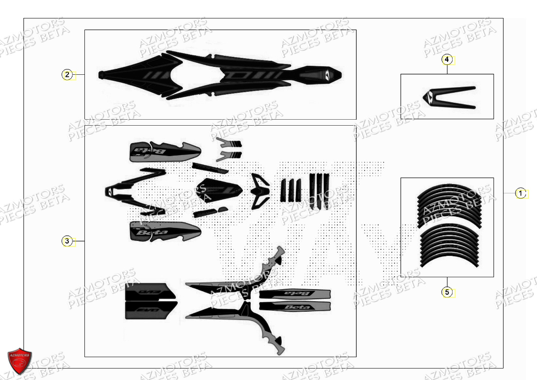 Autocollants Evo My24 AZMOTORS PiÃ¨ces BETA EVO 125 2T - [2024]