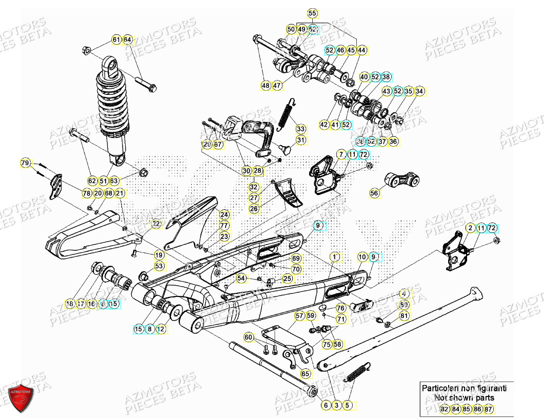 Bras Oscillant Amortisseur AZMOTORS PiÃ¨ces BETA EVO 125 2T - [2024]
