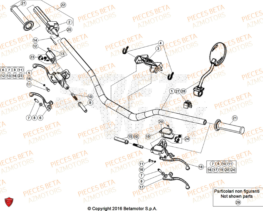 Guidon AZMOTORS PiÃ¨ces BETA EVO 125 2T - 2025