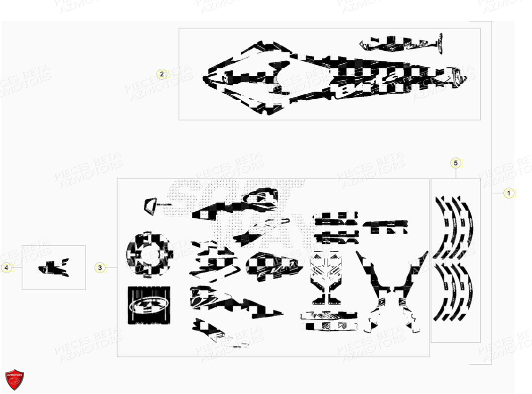 Carenages Reservoir Autocollants AZMOTORS PiÃ¨ces BETA EVO 2T -125CC- FACTORY - (2017)