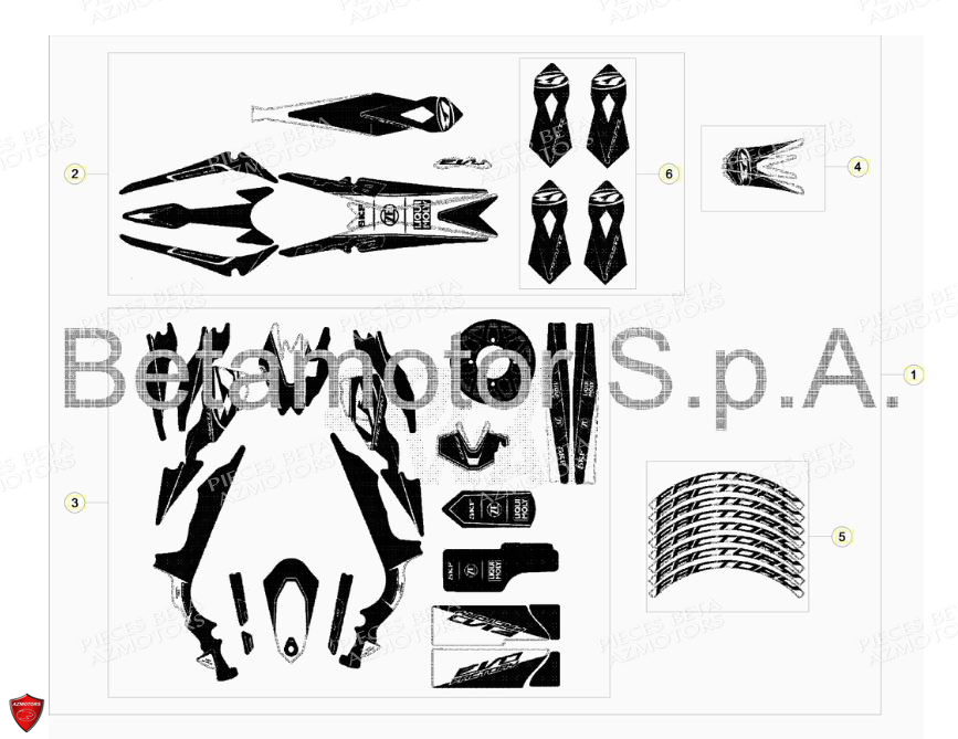 Carenages Autocollants AZMOTORS PiÃ¨ces BETA EVO 2T -125CC- FACTORY - (2019)