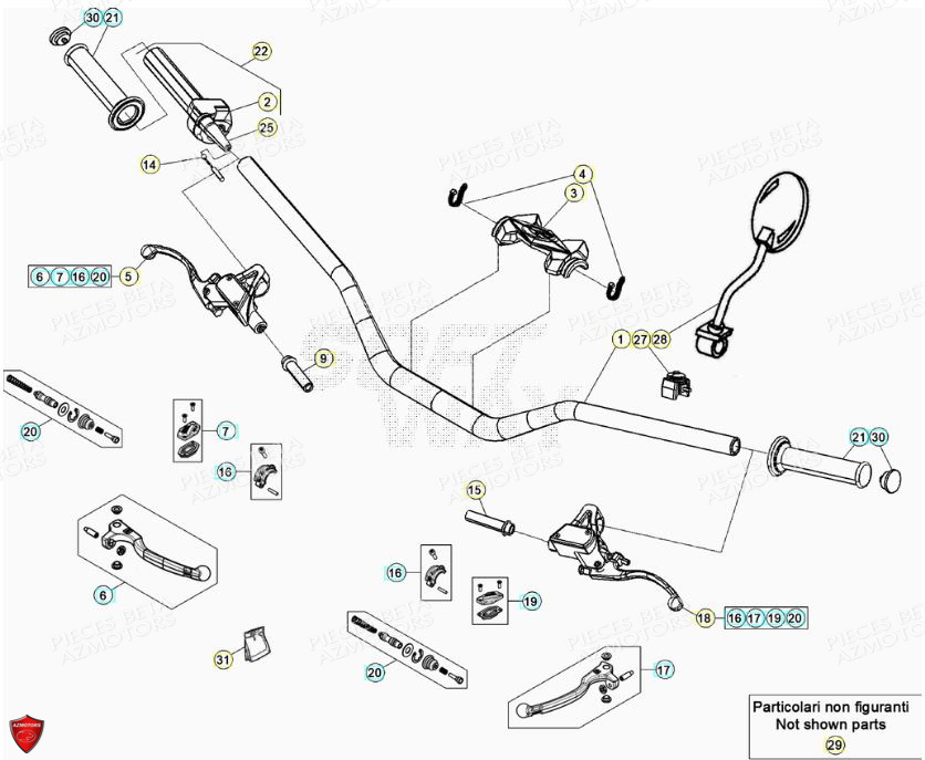 Commandes Guidon AZMOTORS PiÃ¨ces BETA EVO 2T -125CC- FACTORY - (2020)