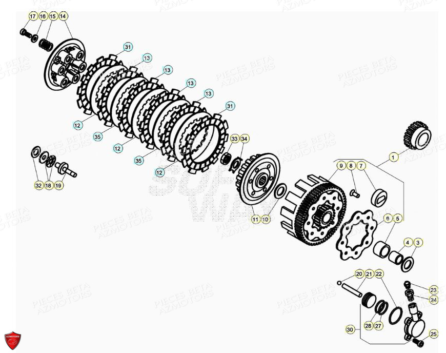 Embrayage AZMOTORS PiÃ¨ces BETA EVO 2T -125CC- FACTORY - (2020)