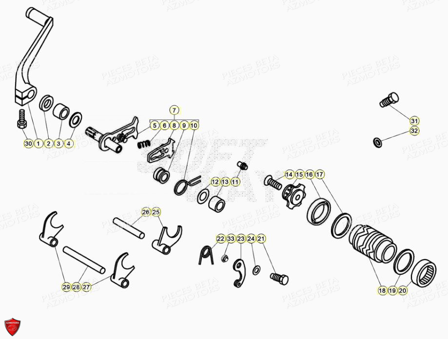 Commande Boite Levier De Vitesses AZMOTORS PiÃ¨ces BETA EVO 2T -125CC- FACTORY - (2021)