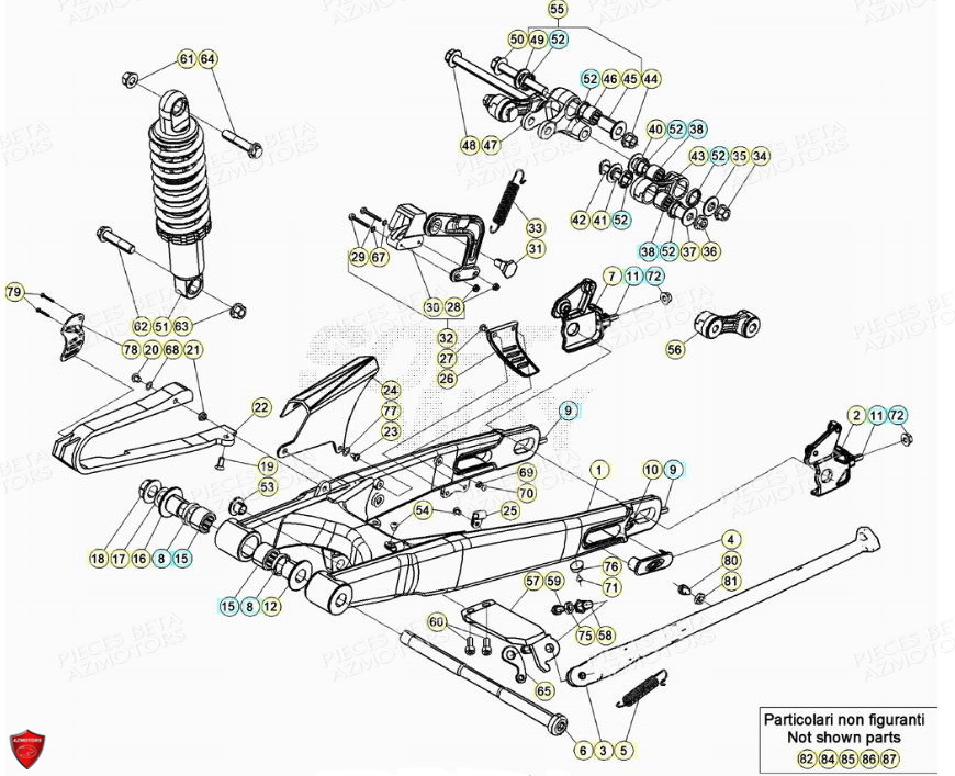 Fouche Arriere Suspension Arriere AZMOTORS PiÃ¨ces BETA EVO 2T -125CC- FACTORY - (2021)