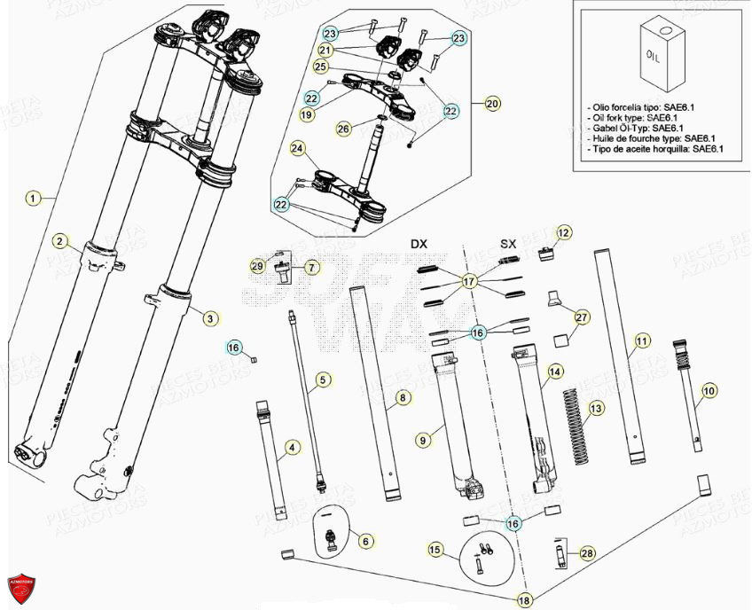 Fourche AZMOTORS PiÃ¨ces BETA EVO 2T -125CC- FACTORY - (2021)