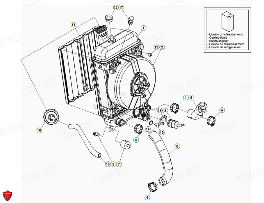 Radiateur AZMOTORS PiÃ¨ces BETA EVO 2T -125CC- FACTORY - (2021)