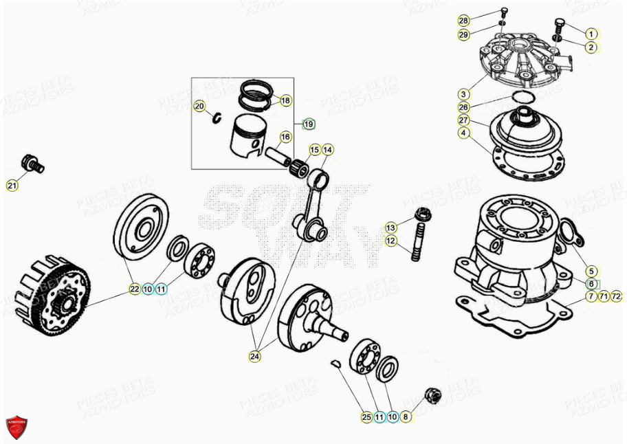 Vilebrequin Piston Contre Arbre AZMOTORS PiÃ¨ces BETA EVO 2T -125CC- FACTORY - (2021)