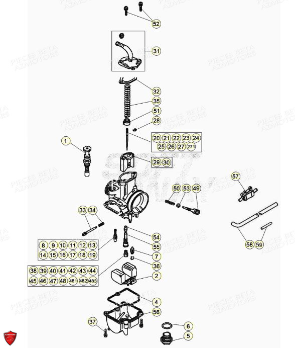 Carburateur Detail AZMOTORS PiÃ¨ces BETA EVO 2T -125CC- FACTORY - (2022)