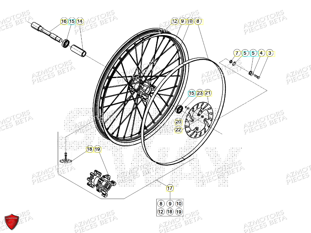 Roue Avant AZMOTORS PiÃ¨ces Beta TRIAL EVO 125 FACTORY 2T 2024