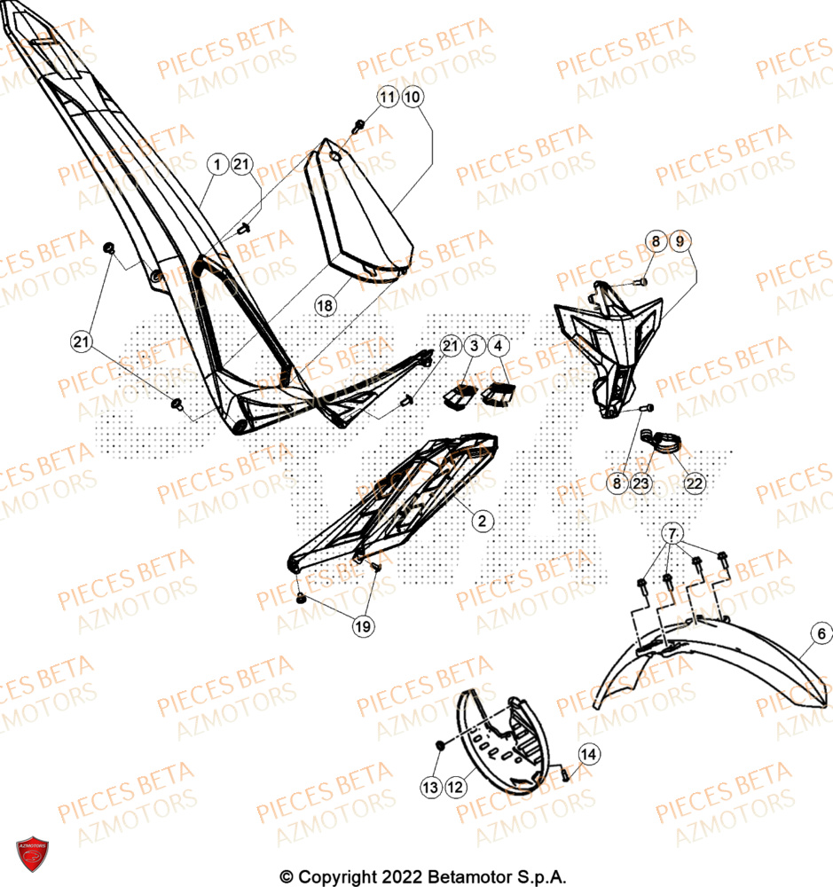 Carenages AZMOTORS PiÃ¨ces BETA EVO 200 2T - [2024]