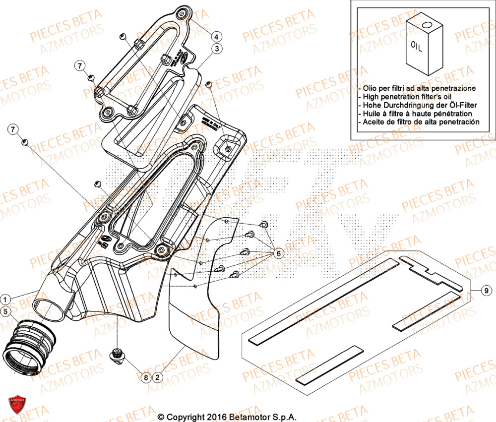 Filtre A Air AZMOTORS PiÃ¨ces BETA EVO 200 2T - [2024]