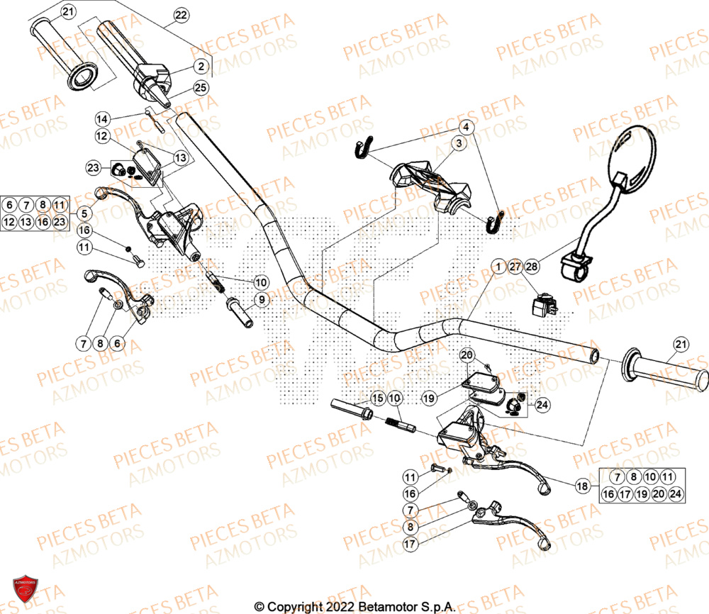 Guidon AZMOTORS PiÃ¨ces BETA EVO 200 2T - [2024]