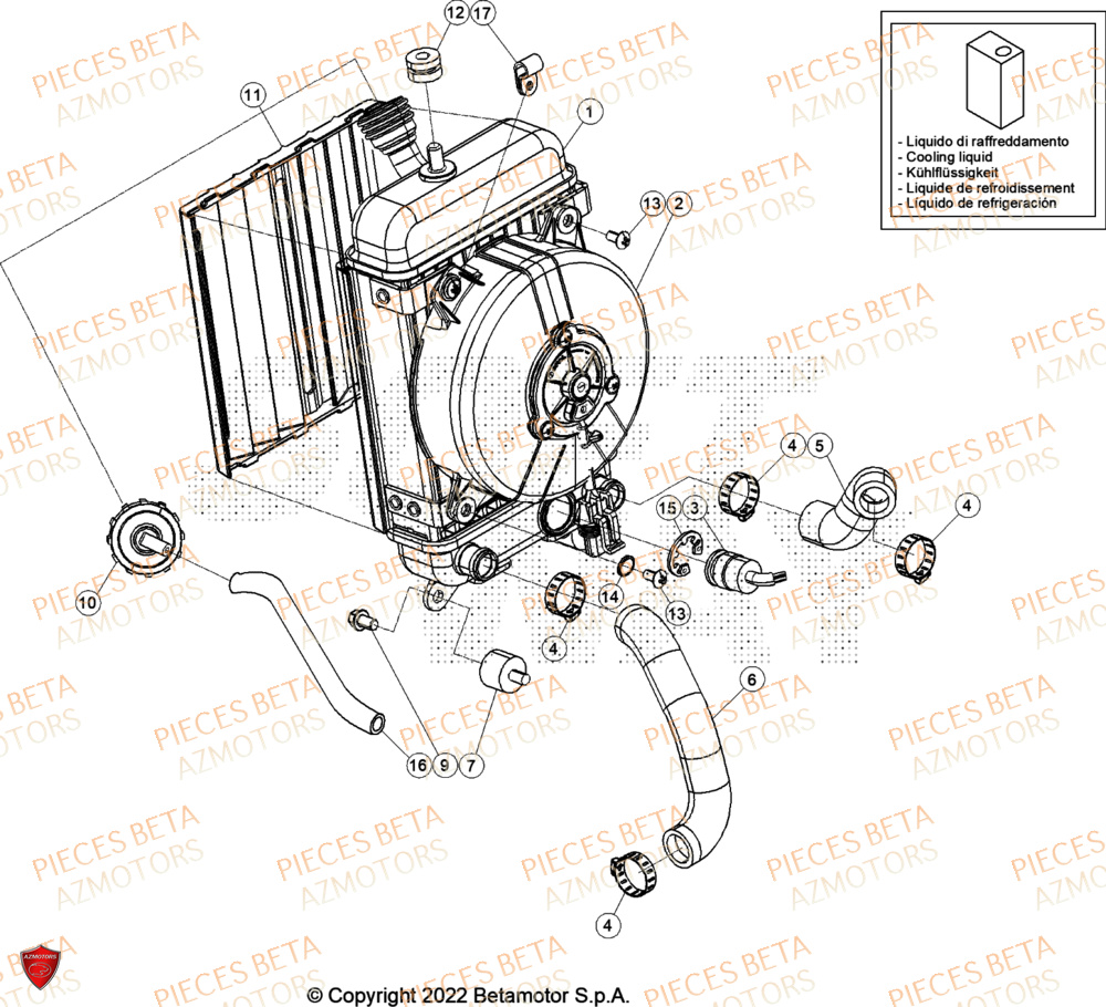 Radiateur AZMOTORS PiÃ¨ces BETA EVO 200 2T - [2024]