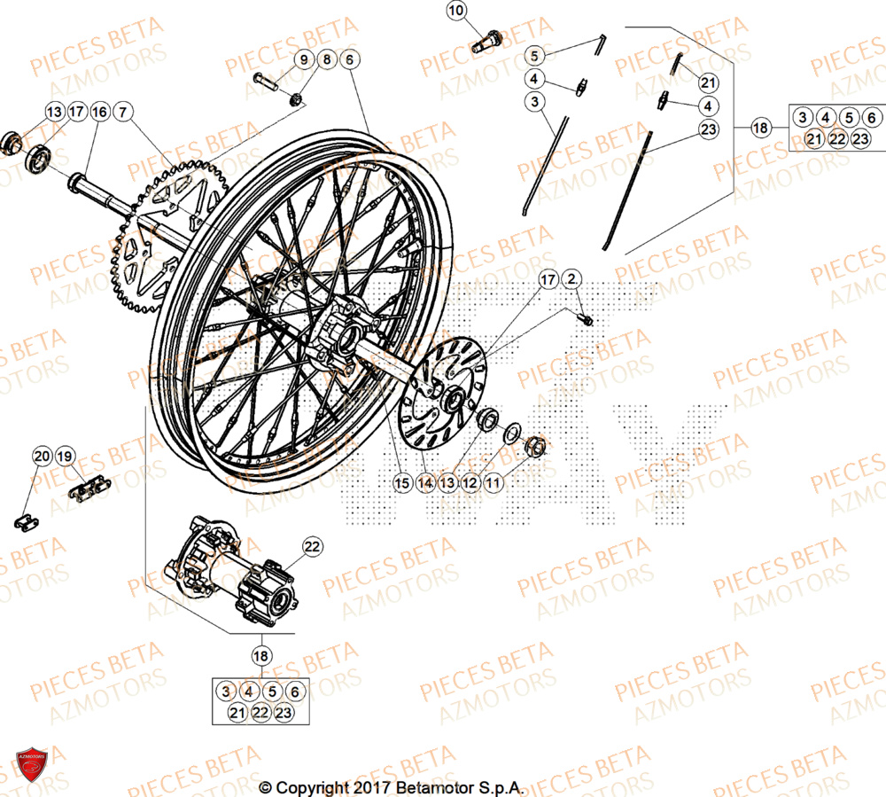 Roue Arriere AZMOTORS PiÃ¨ces BETA EVO 200 2T - [2025]