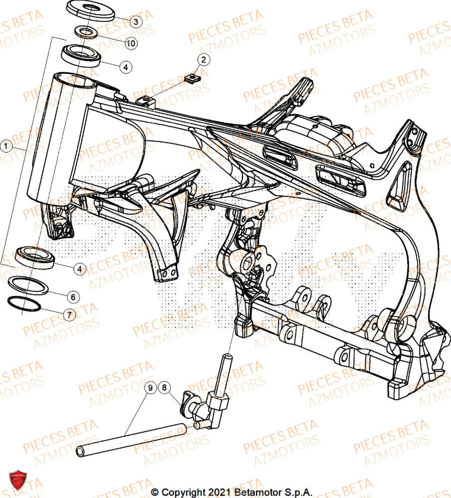 Chassis AZMOTORS PiÃ¨ces Beta TRIAL EVO 200 FACTORY 2T 2024