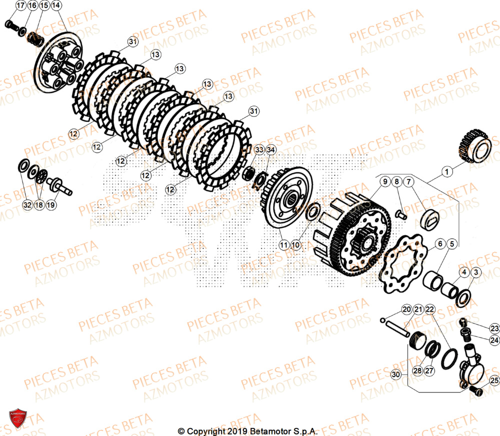 Embrayage AZMOTORS PiÃ¨ces Beta TRIAL EVO 200 FACTORY 2T 2024