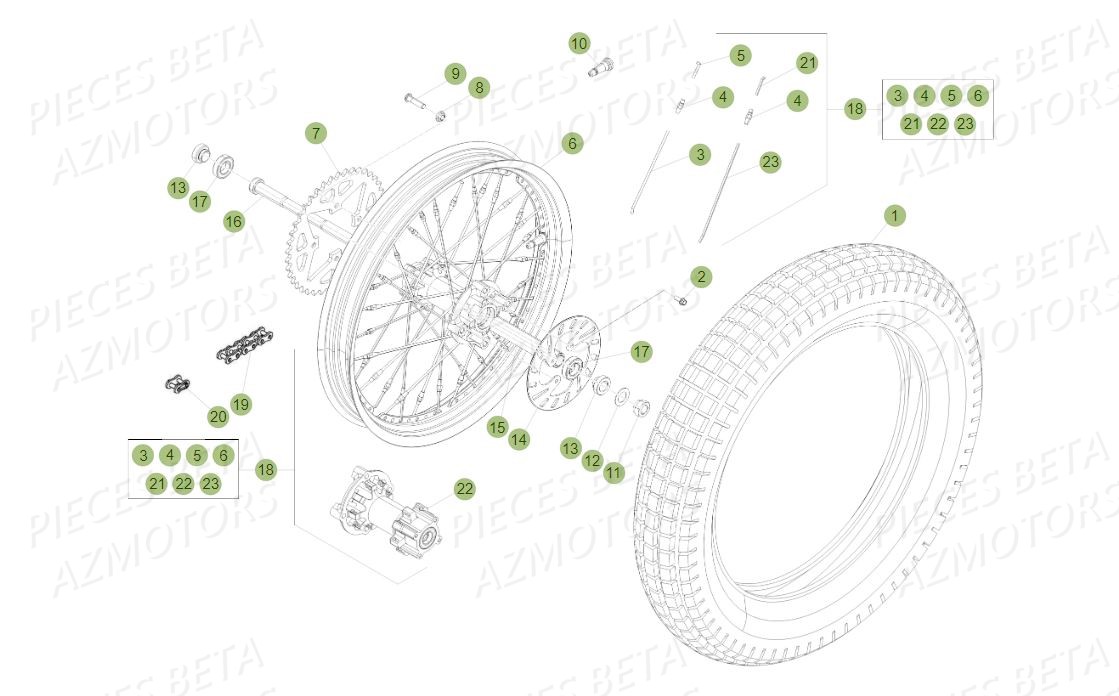Roue Arriere AZMOTORS PiÃ¨ces BETA EVO 2T -250CC- FACTORY - (2015)