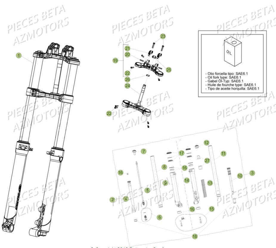 Fourche AZMOTORS PiÃ¨ces Beta EVO 300 SS 2T - 2018