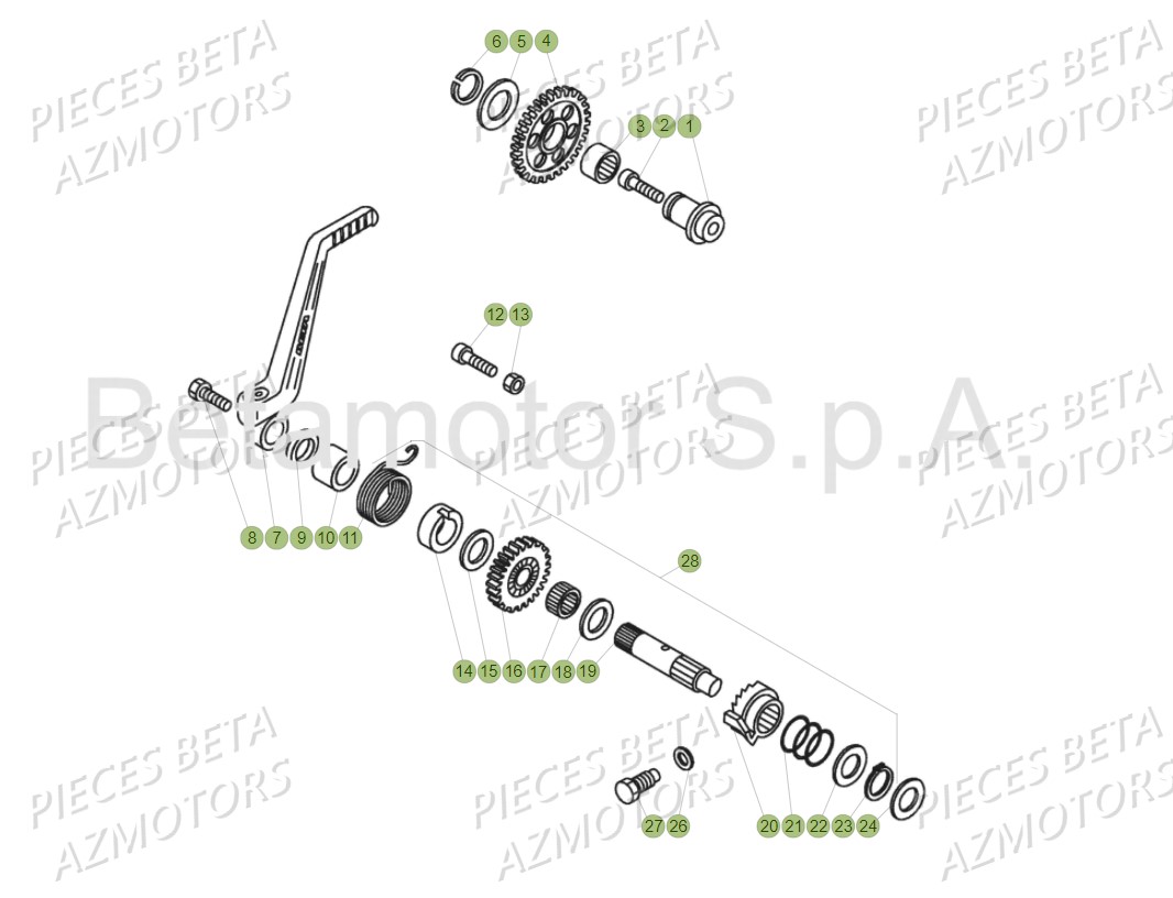 Kick Starter AZMOTORS PiÃ¨ces Beta EVO 300 SS 2T - 2018