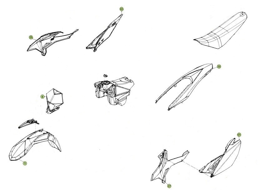 [2012 19] Kit Plastiques Rr Standard 50 AZMOTORS KIT CARENAGES BETA 50