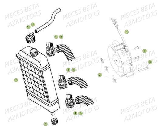 Radiateur AZMOTORS PiÃ¨ces BETA MINI TRIAL 50 LC - (2015)