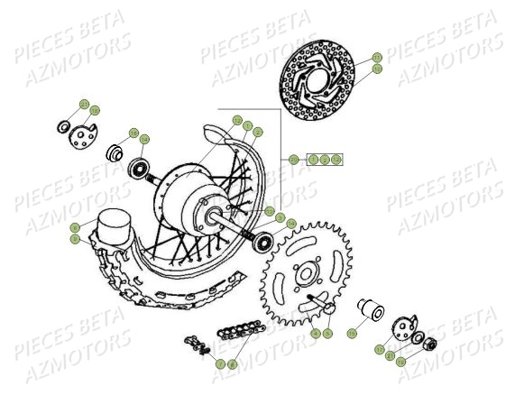 Roue Arriere AZMOTORS PiÃ¨ces BETA MINI TRIAL 50 LC - (2015)