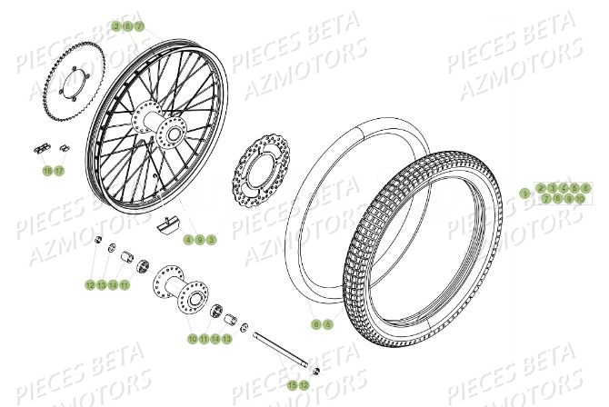 Roue Arriere AZMOTORS PiÃ¨ces BETA MINI ELECTRIC XL - (2017)