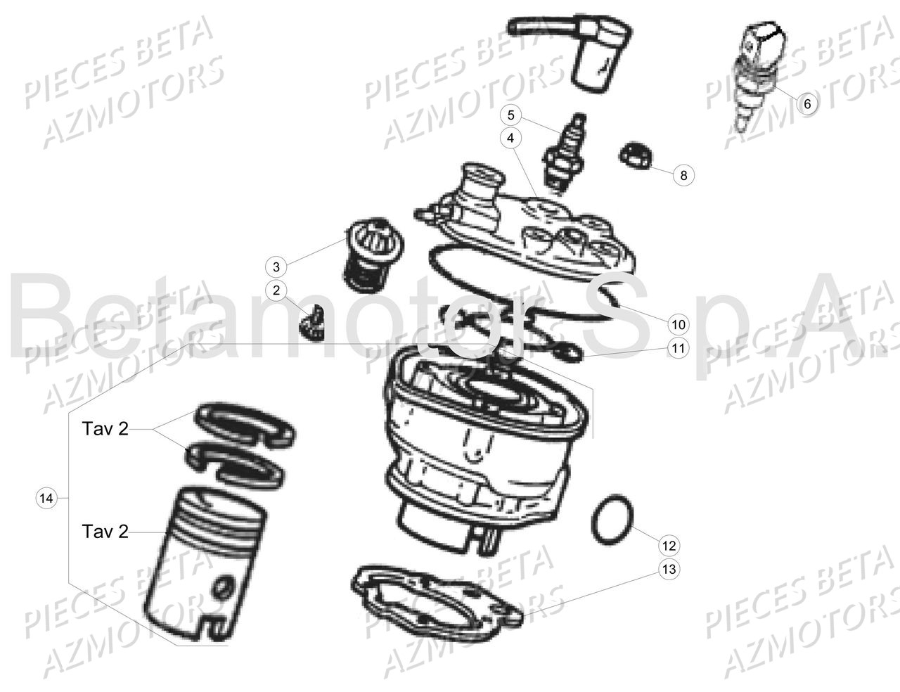 Cylindre Culasse Distribution AZMOTORS PiÃ¨ces Beta 50 RR Motard TRACK - 2018