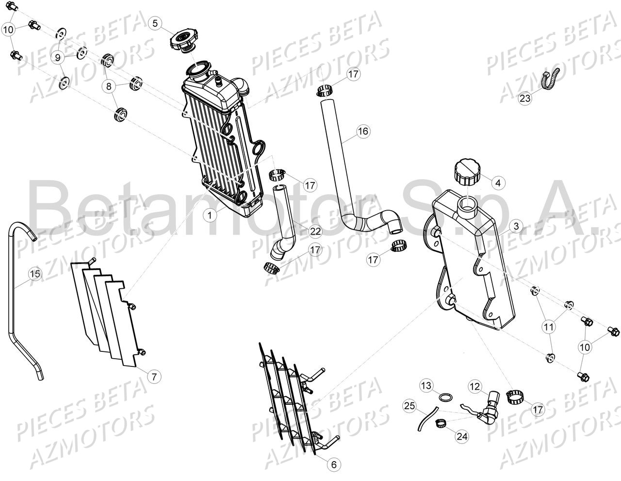 Refroidissement Installation AZMOTORS PiÃ¨ces Beta 50 RR Motard TRACK - 2018