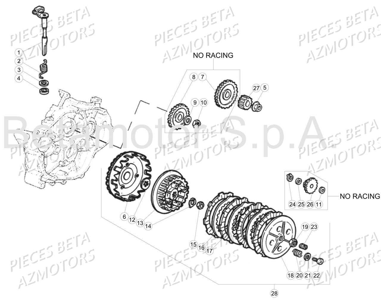 Transmission Principale Embrayage AZMOTORS PiÃ¨ces Beta 50 RR Motard TRACK - 2018