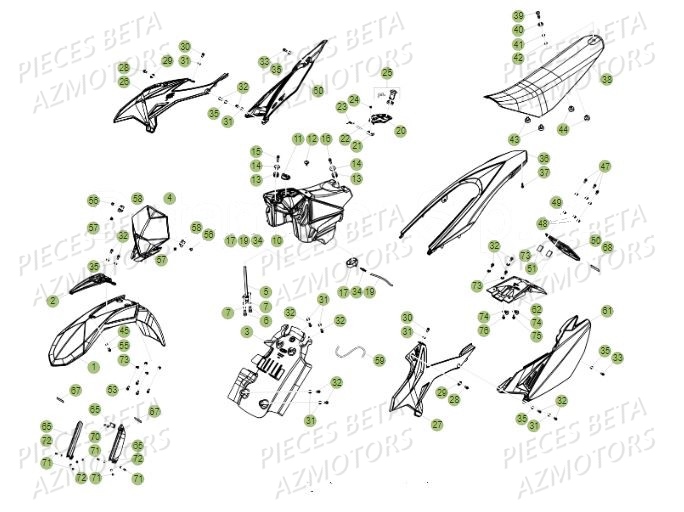 Carenages AZMOTORS PiÃ¨ces Beta 50 RR Motard TRACK - 2019