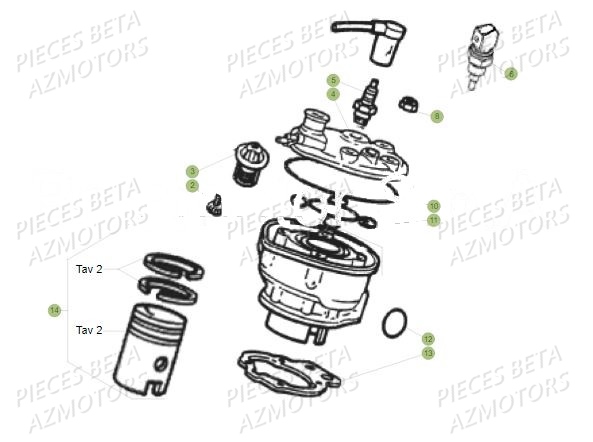 Cylindre AZMOTORS PiÃ¨ces Beta 50 RR Motard TRACK - 2019