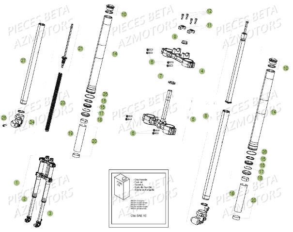 Fourche AZMOTORS PiÃ¨ces Beta 50 RR Motard TRACK - 2019