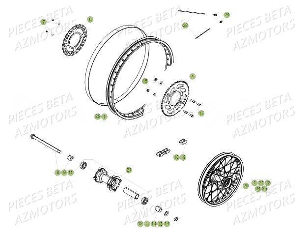 Roue Arriere AZMOTORS PiÃ¨ces Beta 50 RR Motard TRACK - 2019