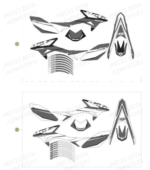 Autocollants AZMOTORS BETA Motard Standard RR 2T 50 MY18