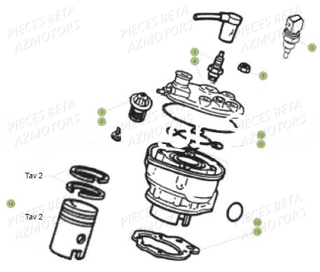 Cylindre AZMOTORS BETA Motard Standard RR 2T 50 MY18