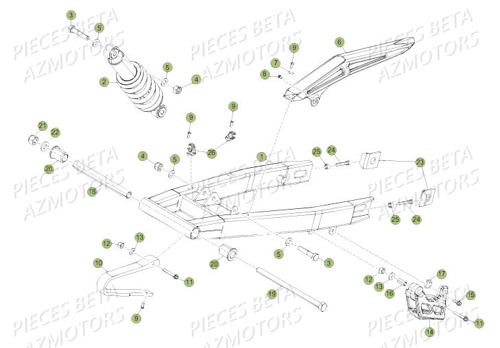 Suspension Arriere AZMOTORS BETA Motard Standard RR 2T 50 MY19