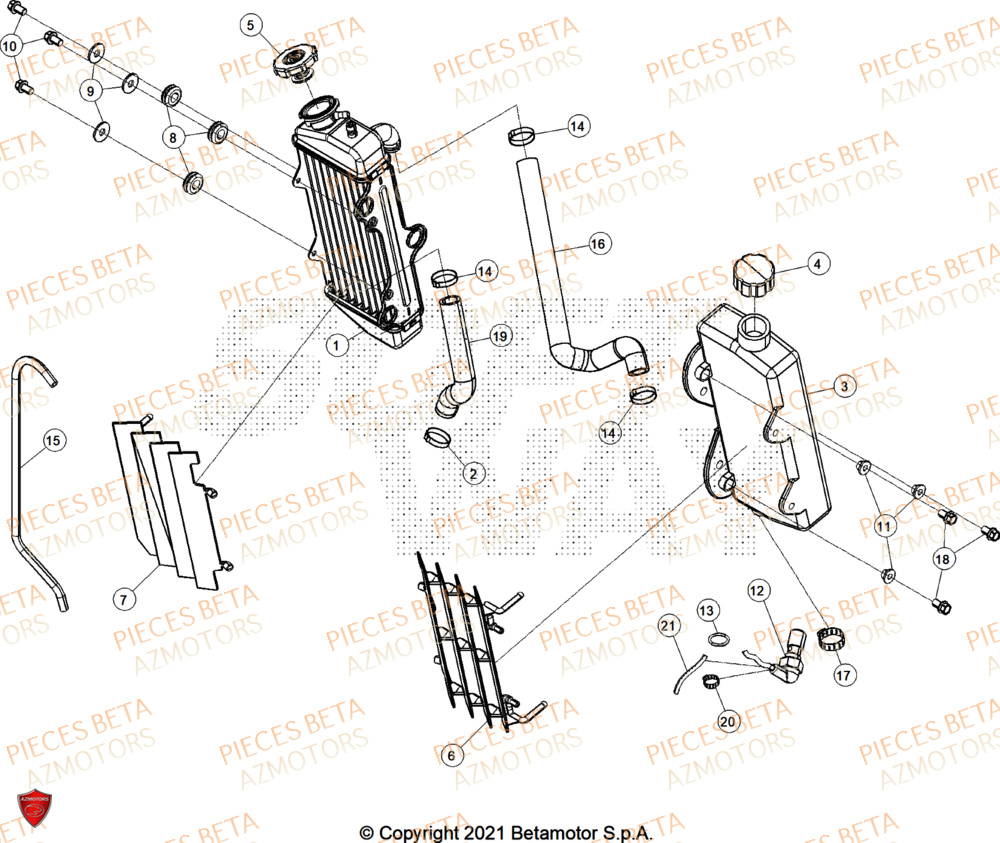 Radiateur AZMOTORS BETA Motard SPORT 2T 50 2025