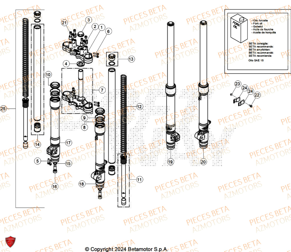 Fourche AZMOTORS BETA Motard SPORT 2T 50 LS 2025