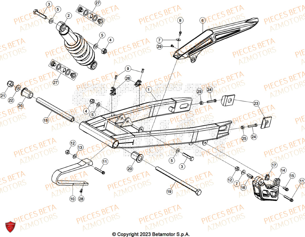 Bras Oscillant AZMOTORS BETA Motard TRACK 2T 50 2025
