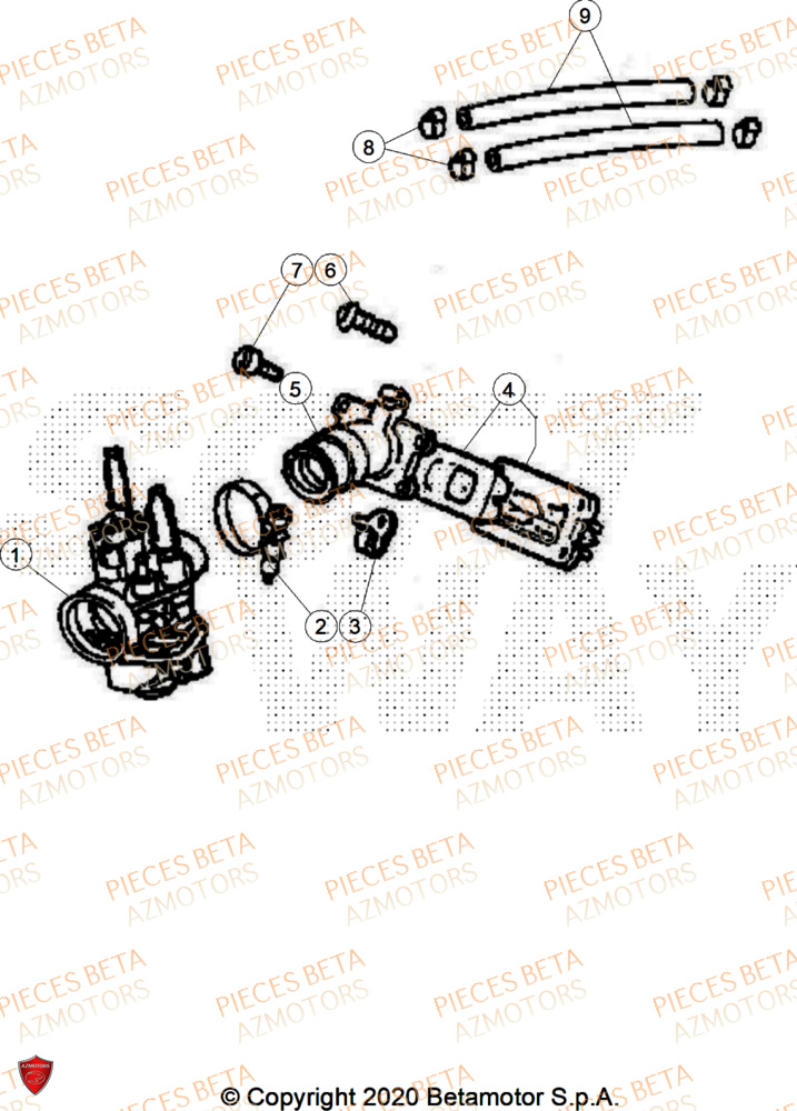 Carburateur AZMOTORS BETA Motard TRACK 2T 50 2025
