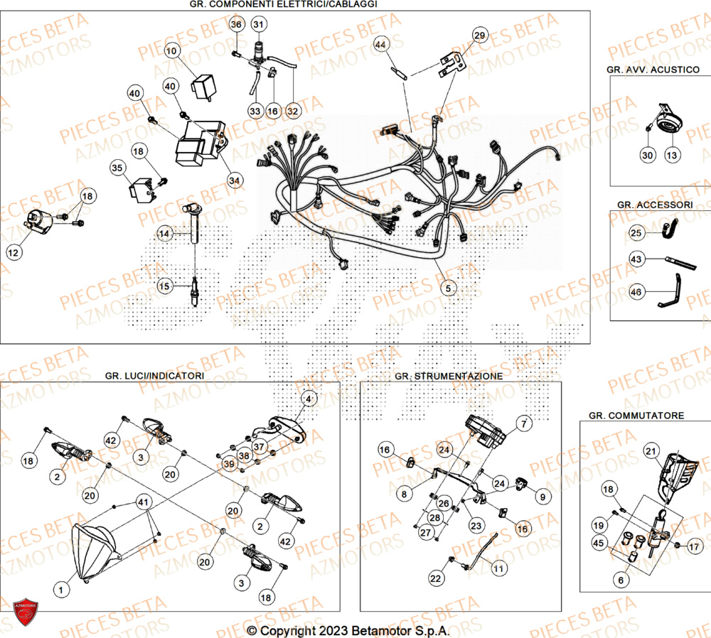 Equipement Electrique AZMOTORS BETA Motard X GREY 2T 50 2025