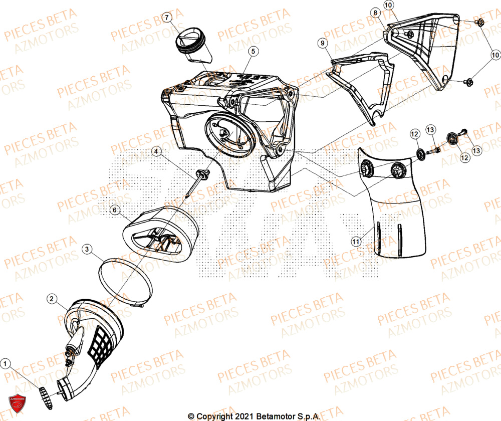 Filtre A Air AZMOTORS BETA Motard X GREY 2T 50 2025