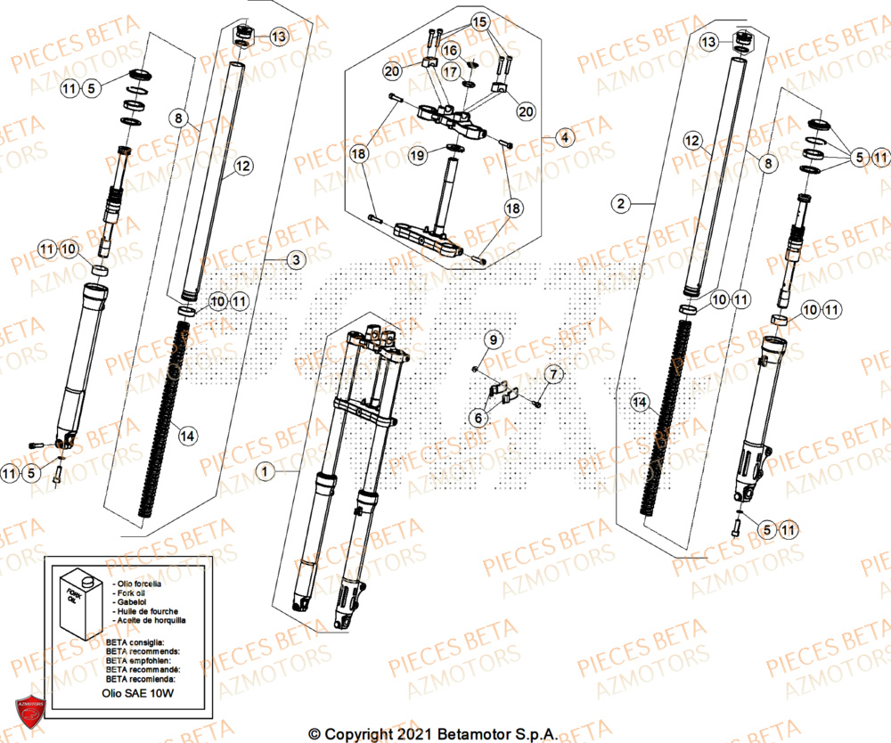 Fourche AZMOTORS BETA Motard X GREY 2T 50 2025