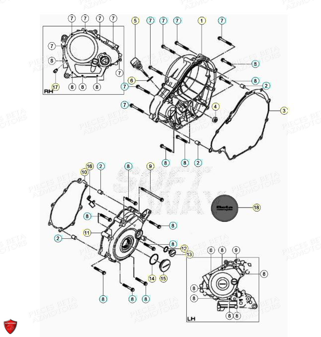 Couvercle Embrayage Couvercle Allumage AZMOTORS PiÃ¨ces BETA RR Motard 125 4T LC - 2021-2022