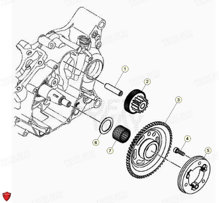 Demarreur Roue Libre AZMOTORS PiÃ¨ces BETA RR Motard 125 4T LC - 2021-2022