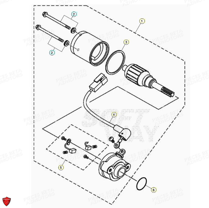Demarreur AZMOTORS PiÃ¨ces BETA RR Motard 125 4T LC - 2021-2022