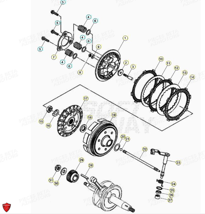 Embrayage AZMOTORS PiÃ¨ces BETA RR Motard 125 4T LC - 2021-2022